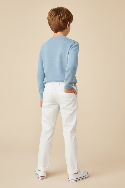 Pantalon Blanc Droit Coton Enfant Décontracté - vue 2