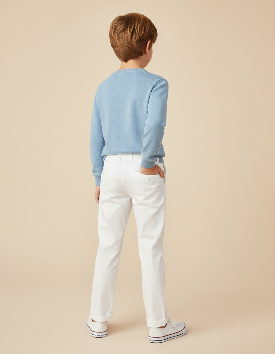 Pantalon Blanc Droit Coton Enfant Décontracté - vue 2