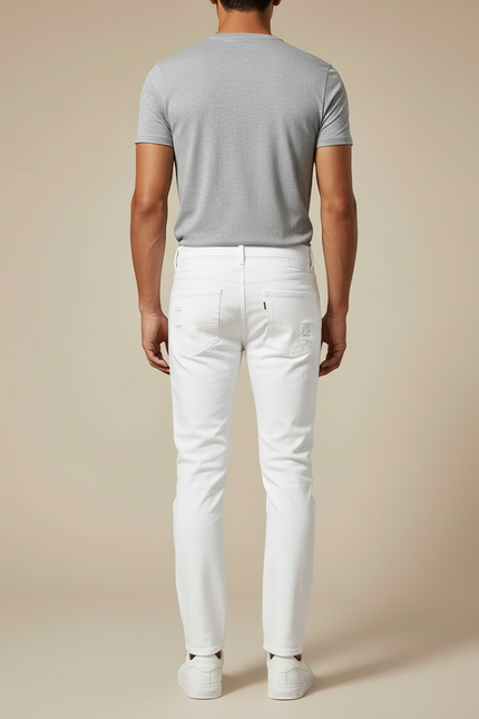 Pantalon Slim Blanc Homme - Jean - vue 2