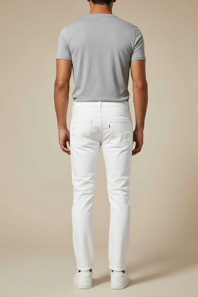 Pantalon Slim Blanc Homme - Jean - vue 2