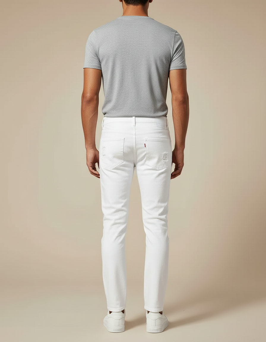 Pantalon Slim Blanc Homme - Jean - vue 2