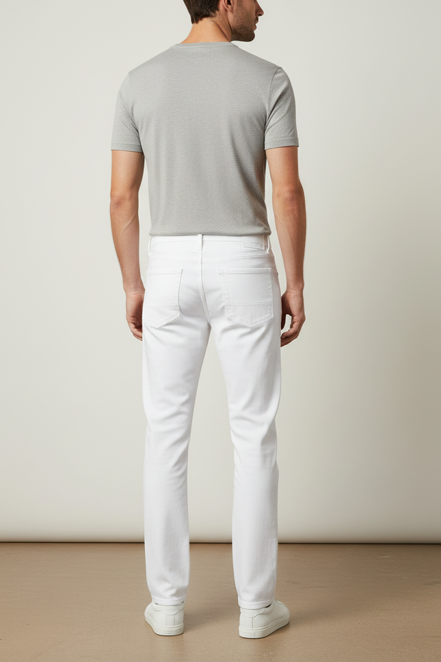 Pantalon Blanc Homme Droit Décontracté Coton - vue 2
