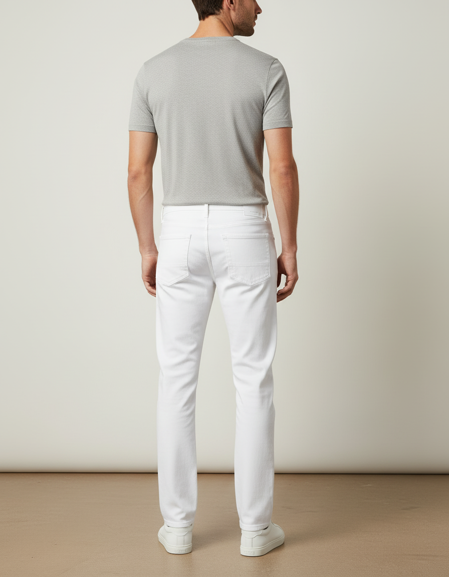 Pantalon Blanc Homme Droit Décontracté Coton - vue 2
