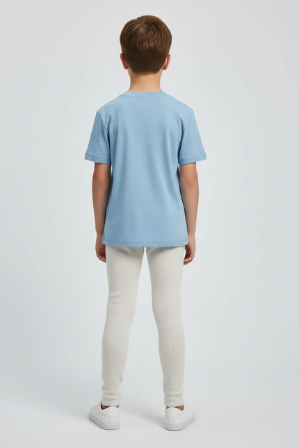Pantalon Blanc Côtelé Slim Enfant Confortable - Beige Maille - vue 2