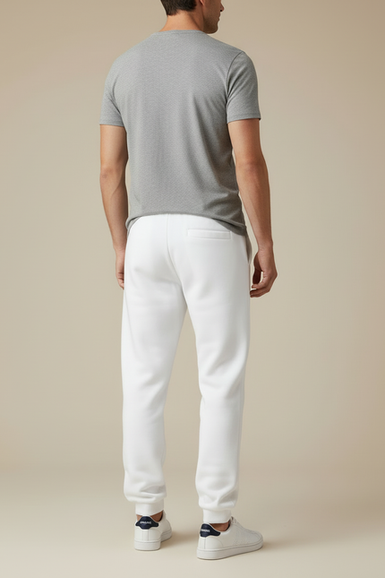 Pantalon Blanc Molletonné Homme Jogger Sport Décontracté - vue 2