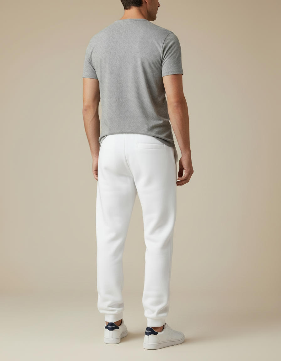 Pantalon Blanc Molletonné Homme Jogger Sport Décontracté - vue 2