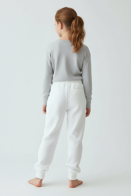 Pantalon Blanc Molletonné Confortable Décontracté Enfant - vue 2