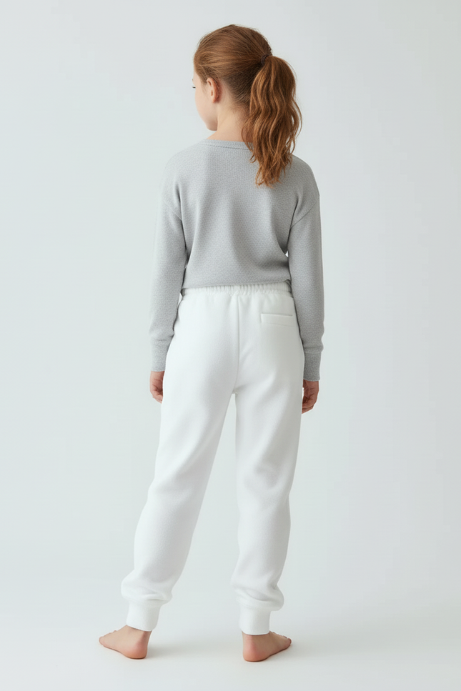 Pantalon Blanc Molletonné Confortable Décontracté Enfant - vue 2