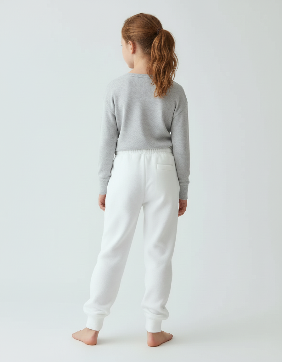 Pantalon Blanc Molletonné Confortable Décontracté Enfant - vue 2