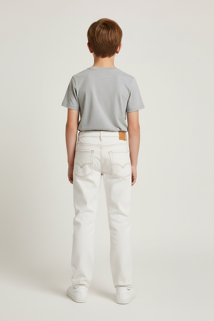 Pantalon Blanc Jeans Coupe Droite Décontracté Garçon - vue 2