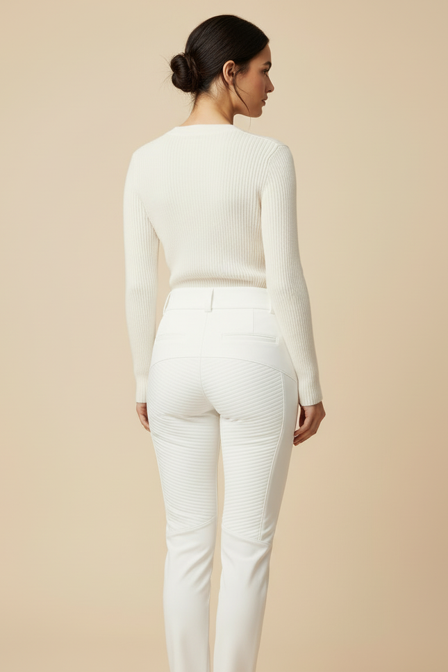 Pantalon Blanc Matelassé Ski Slim Élégant - Simili cuir - vue 2