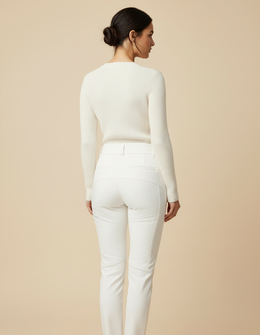 Pantalon Blanc Matelassé Ski Slim Élégant - Simili cuir - vue 2
