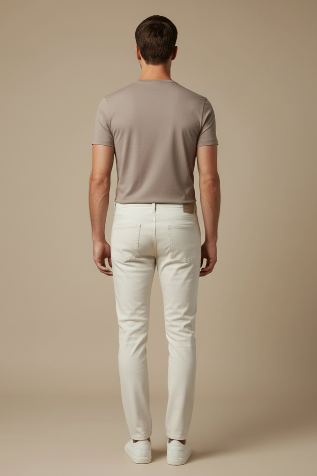 Pantalon Blanc Homme Slim Coton Décontracté Chic - Jean - vue 2
