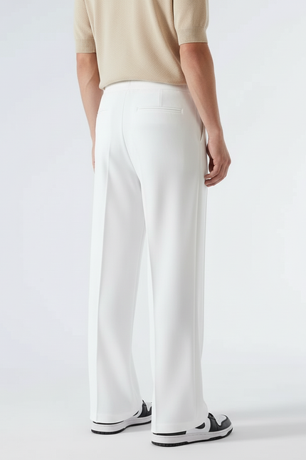 Pantalon Blanc Droit Ample Cordon Décontracté - Polyester - vue 2