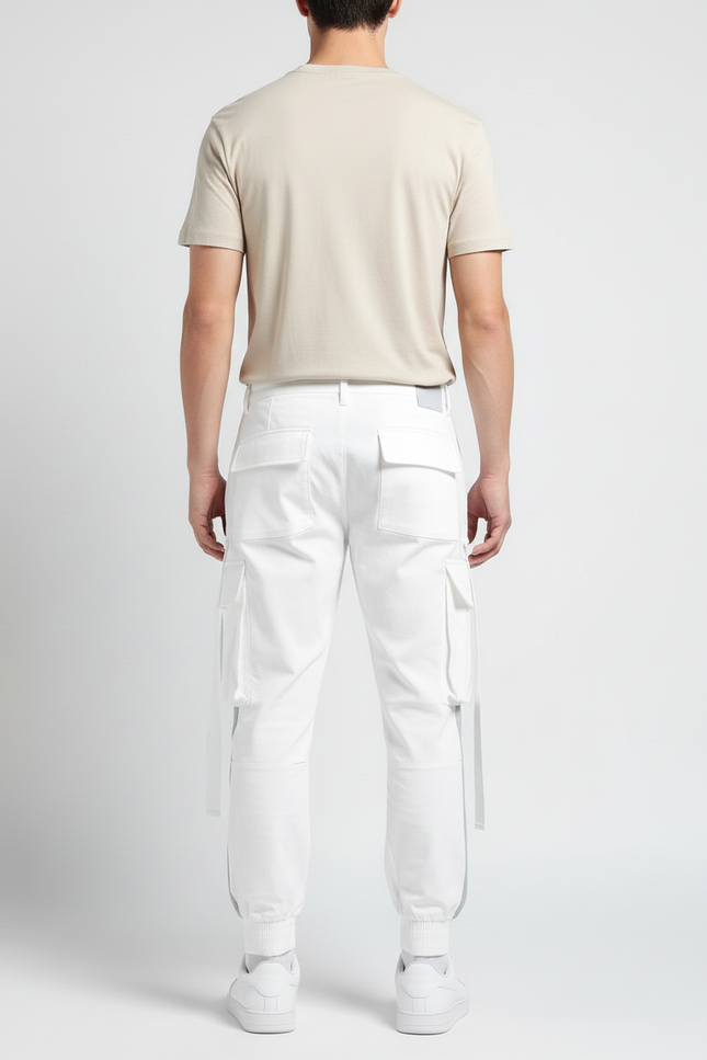 Pantalon Blanc Cargo Homme Streetwear Jogger - Gabardine - vue 2