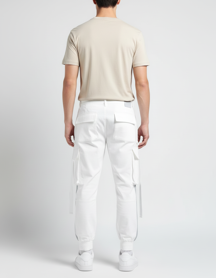 Pantalon Blanc Cargo Homme Streetwear Jogger - Gabardine - vue 2