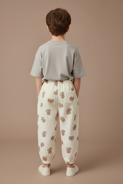 Pantalon Lin Blanc Garcon - vue 2