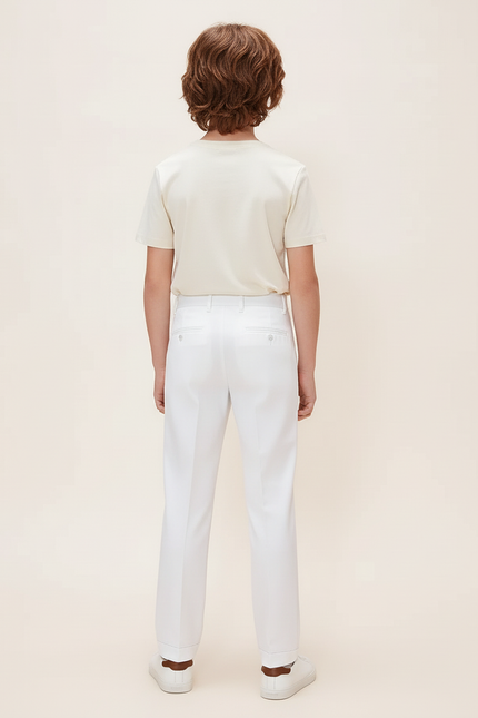 Pantalon Blanc Droit Coton Élégant Garçon Formel - Gabardine - vue 2