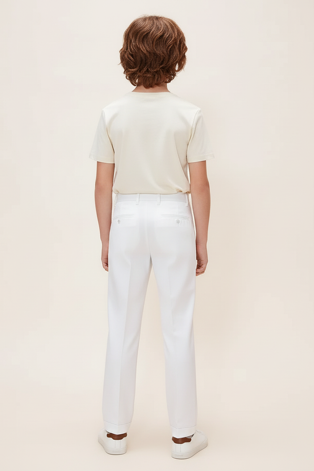 Pantalon Blanc Droit Coton Élégant Garçon Formel - Gabardine - vue 2