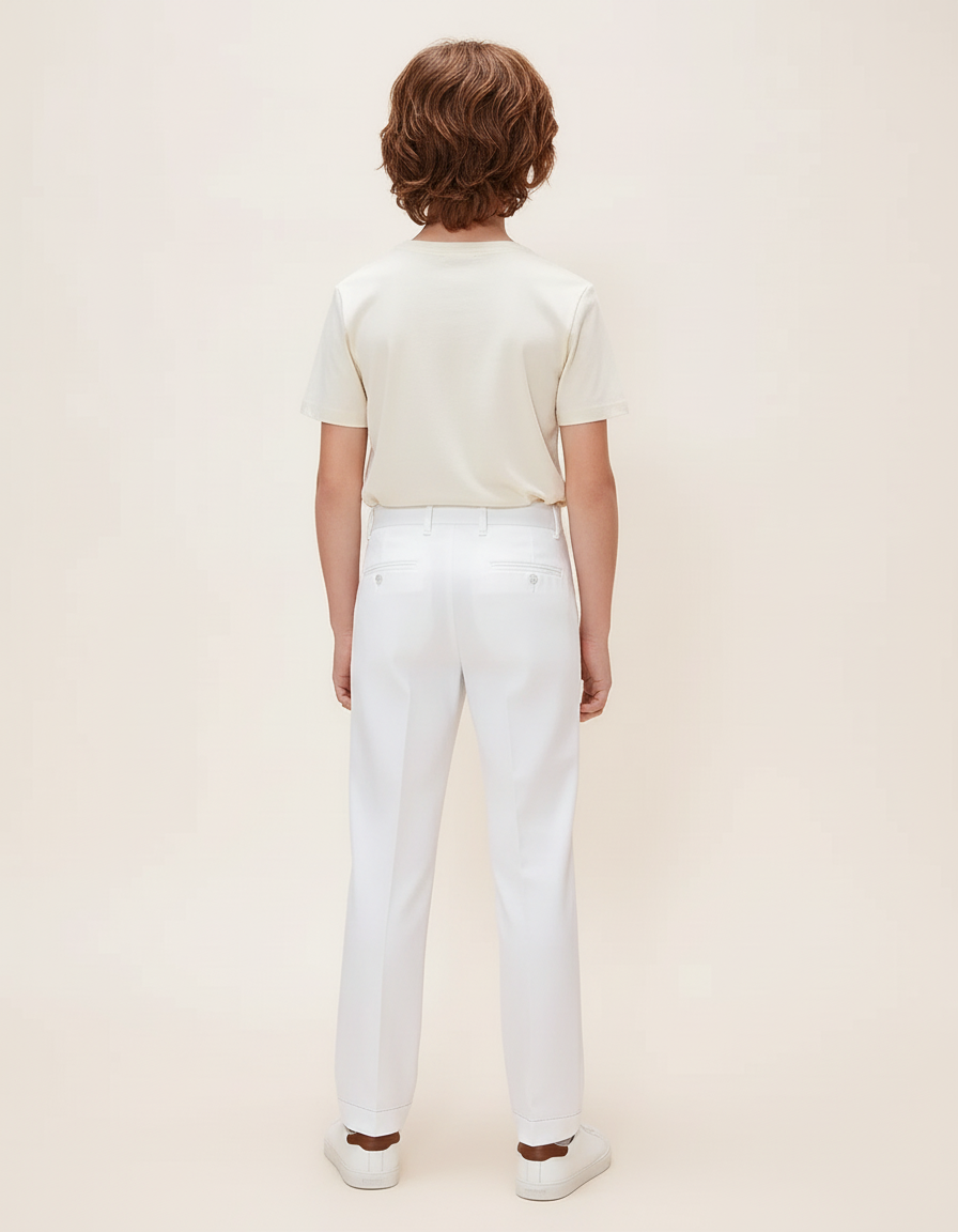 Pantalon Blanc Droit Coton Élégant Garçon Formel - Gabardine - vue 2
