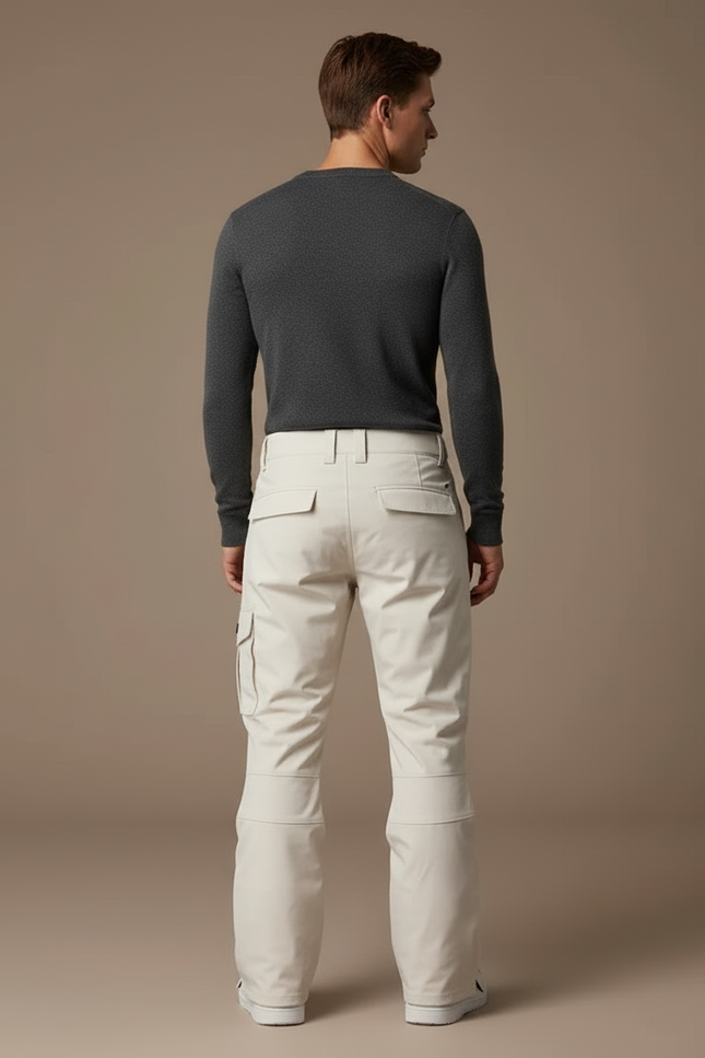 Pantalon Blanc Ski Homme Imperméable Coupe-vent Neige - Beige Polyester - vue 2
