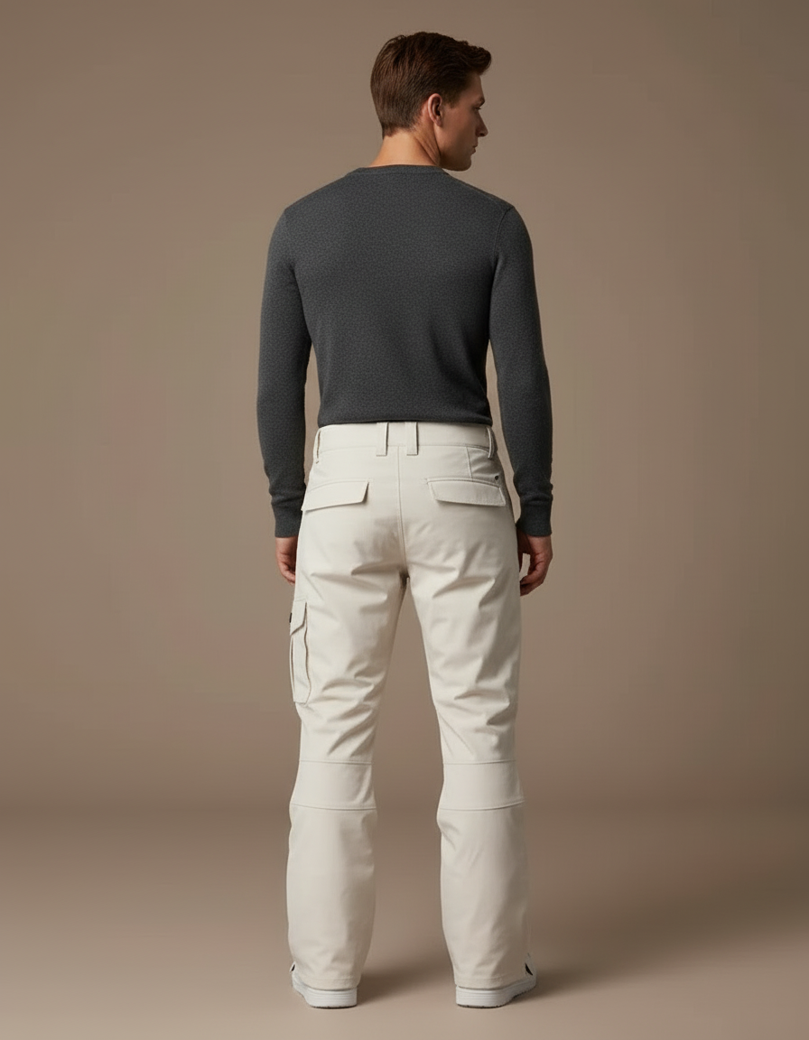 Pantalon Blanc Ski Homme Imperméable Coupe-vent Neige - Beige Polyester - vue 2