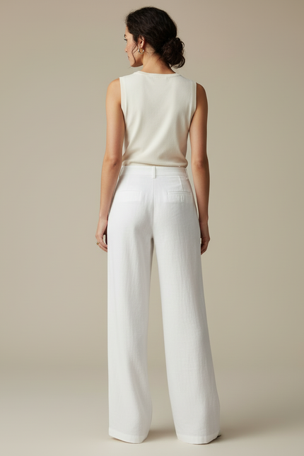 Pantalon Lin Blanc Grande Taille Femme - vue 2