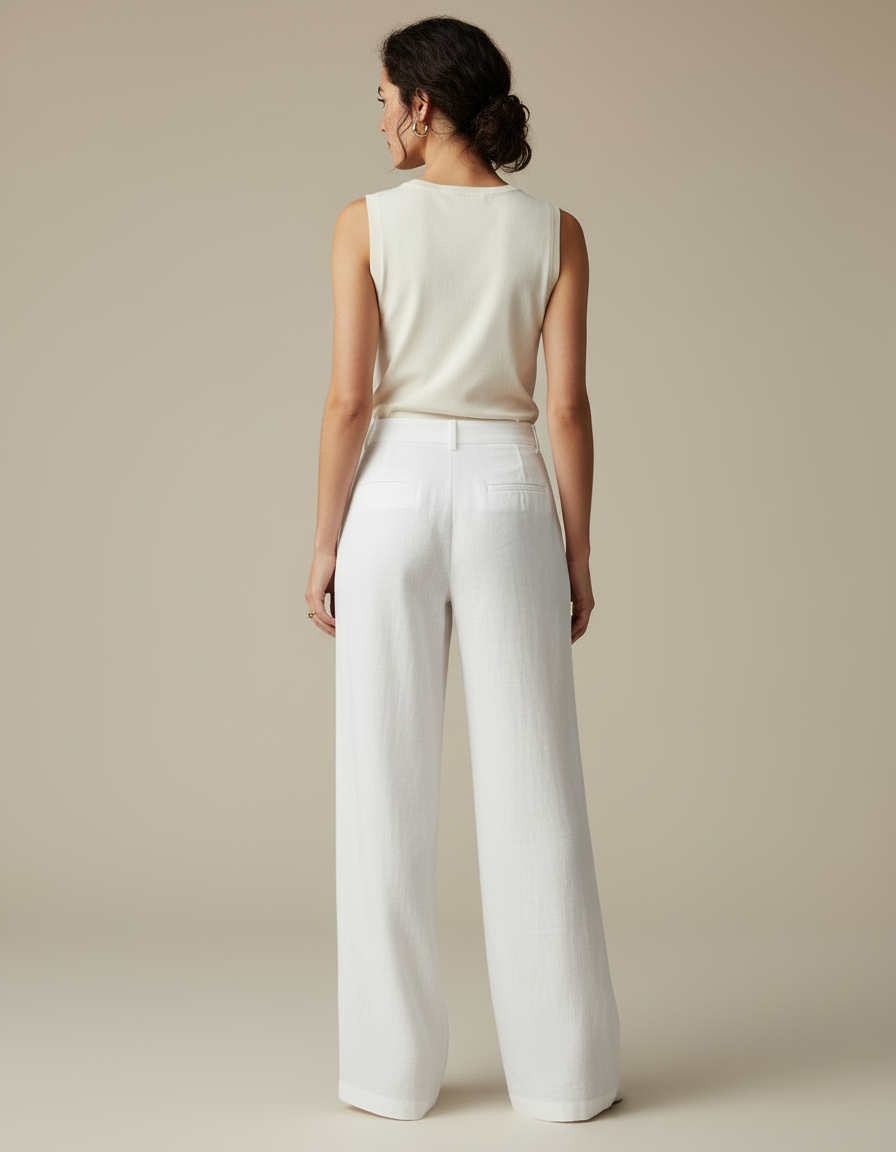 Pantalon Lin Blanc Grande Taille Femme - vue 2