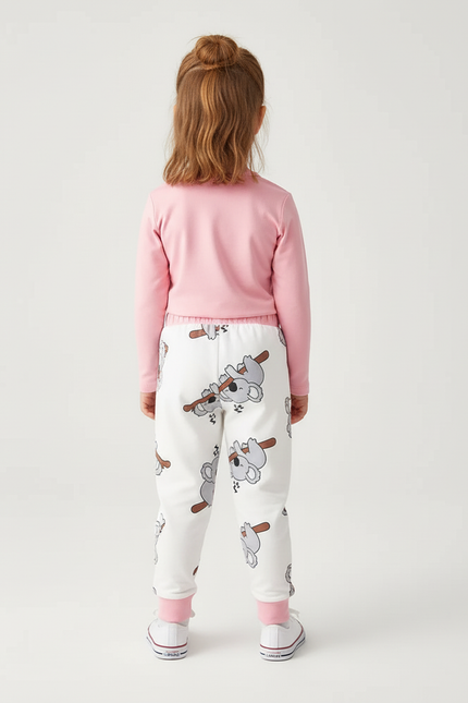 Pantalon Blanc Koala Bébé Fille Coton Ample - Molleton - vue 2