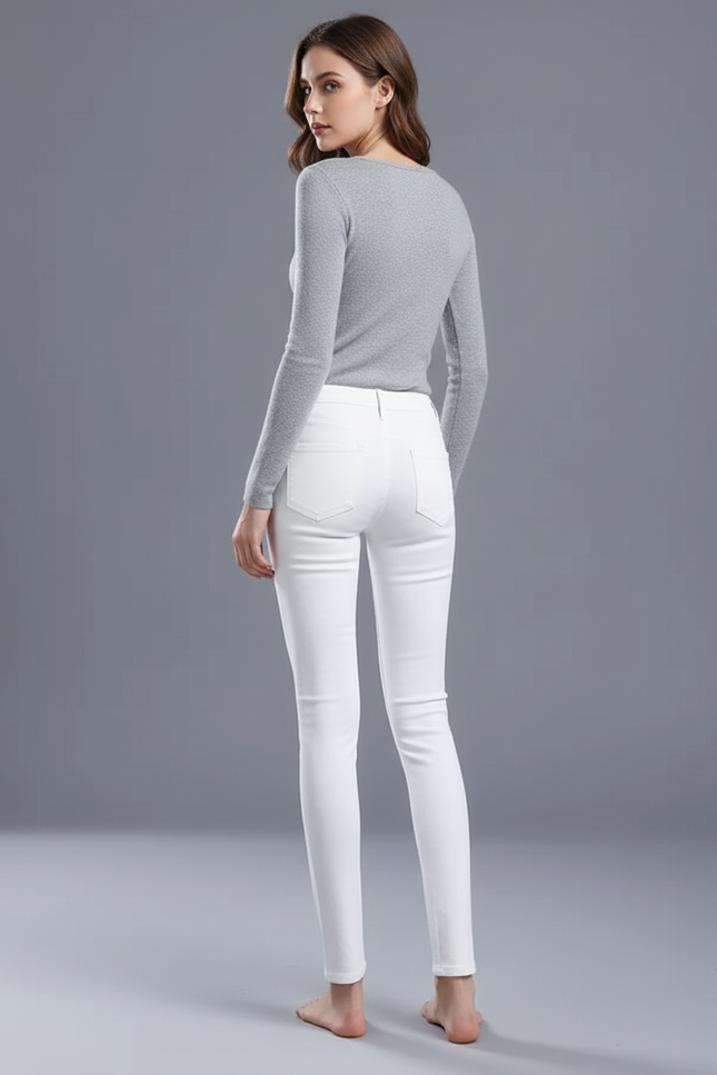 Pantalon Blanc Femme Skinny Taille Haute Stretch - Jean - vue 2