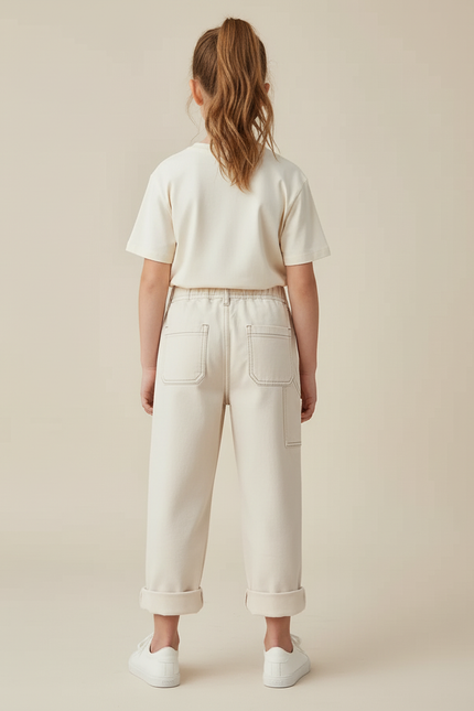 Pantalon Barrel Blanc - Beige Toile - vue 2