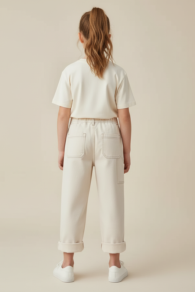 Pantalon Barrel Blanc - Beige Toile - vue 2