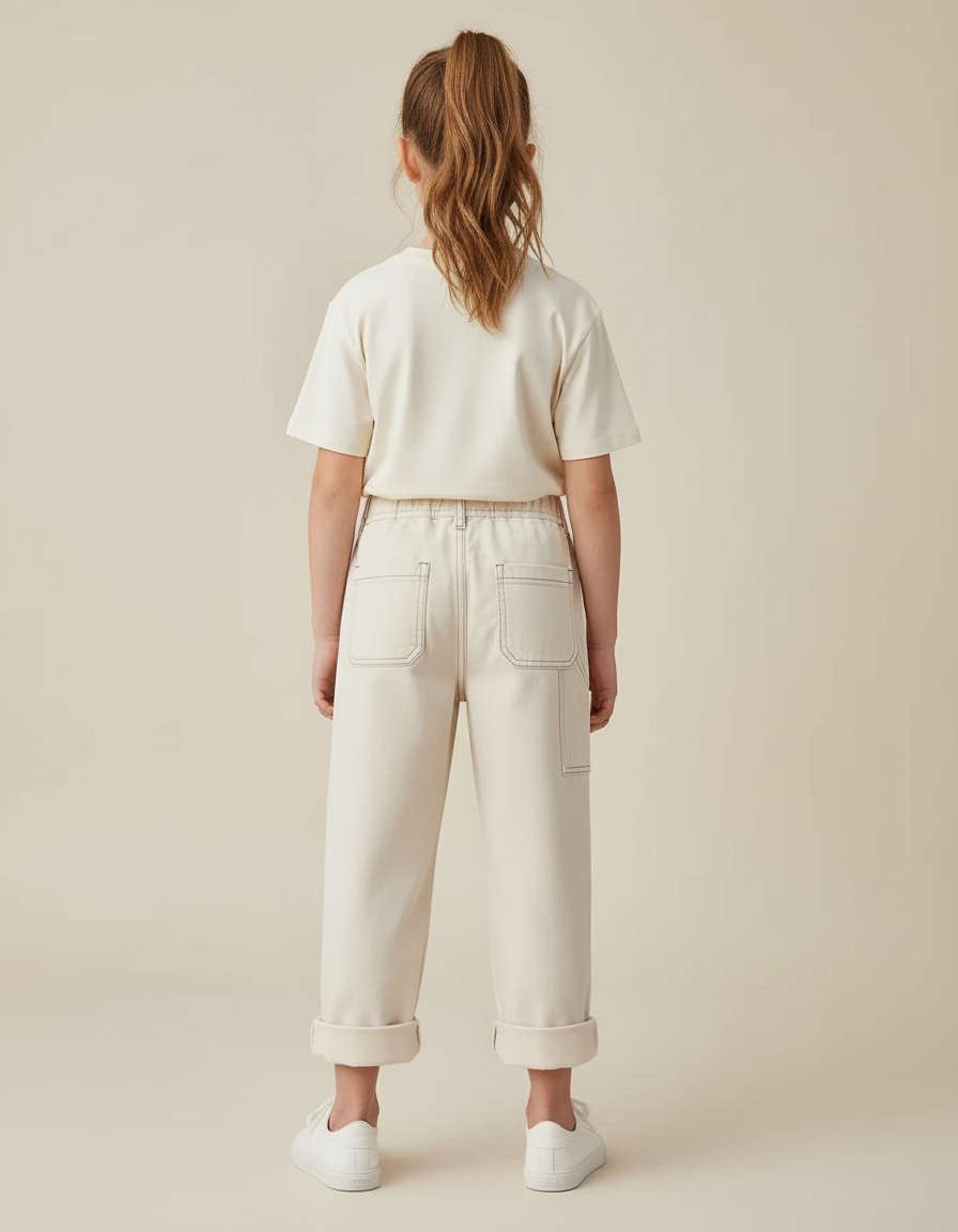 Pantalon Barrel Blanc - Beige Toile - vue 2