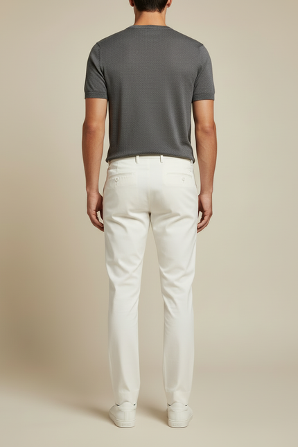 Pantalon Blanc Homme Droit Coton Décontracté Élégant - vue 2