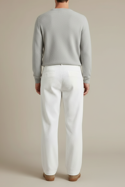 Pantalon Ample Blanc Homme - Cordé - vue 2