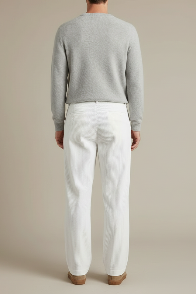 Pantalon Ample Blanc Homme - Cordé - vue 2
