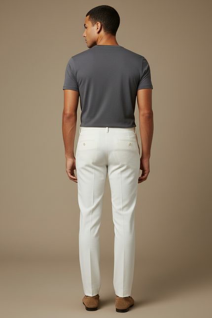 Pantalon Blanc Slim Cérémonie Élégant Homme - Polyester - vue 2