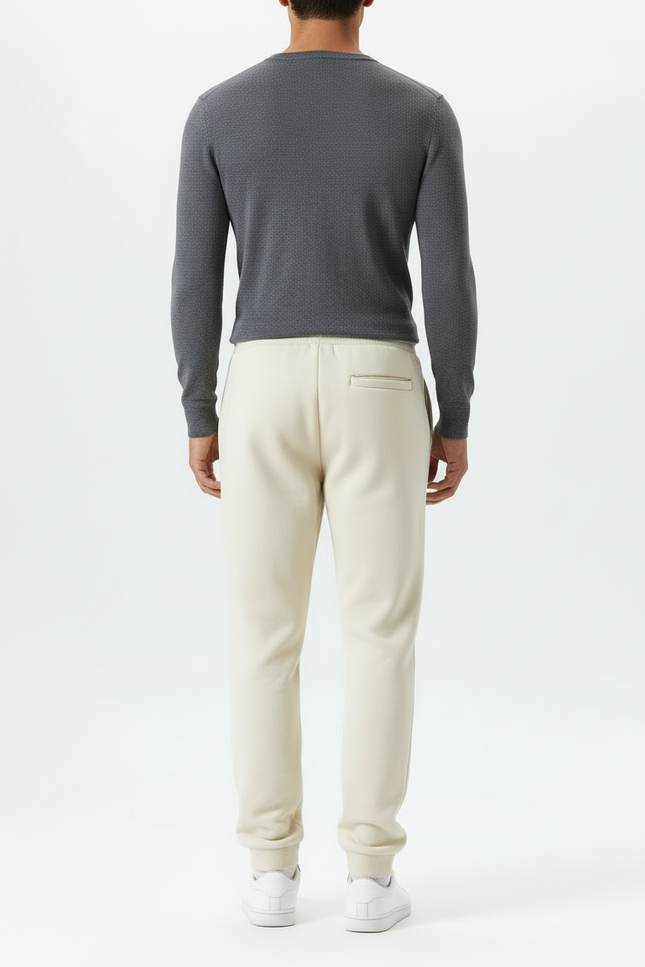 Pantalon Blanc Molletonné Confortable Décontracté Sport - Beige - vue 2