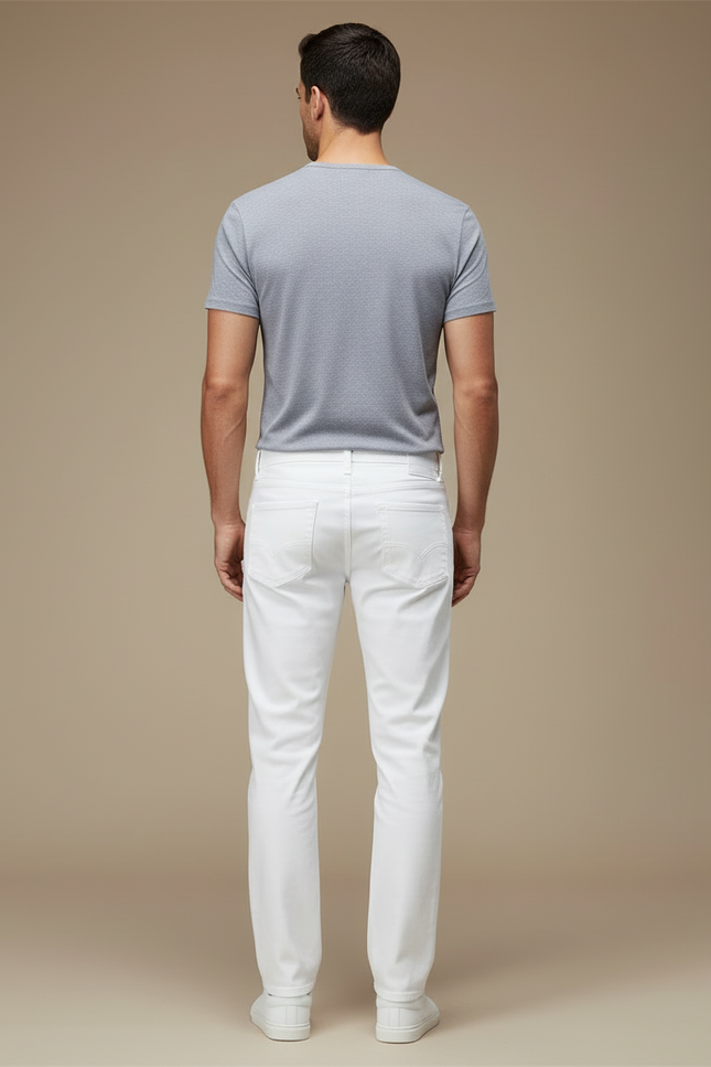 Pantalon Blanc Coton Droit Homme Décontracté - vue 2
