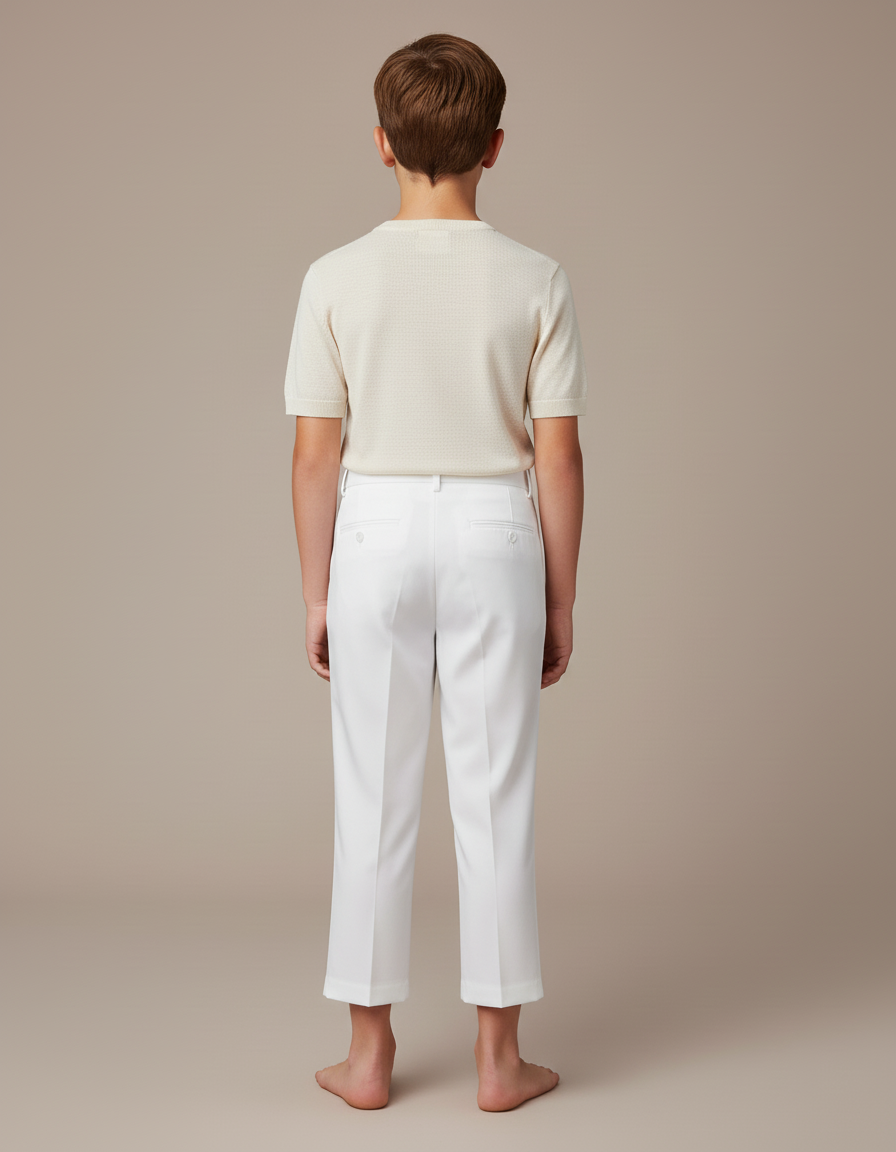Pantalon Blanc Droit Plissé Élégant Garçon Formel - Gabardine - vue 2