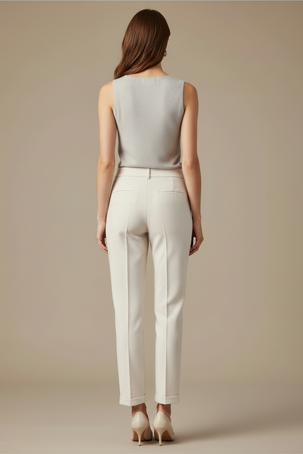 Pantalon Chic Blanc - Beige Maille - vue 2