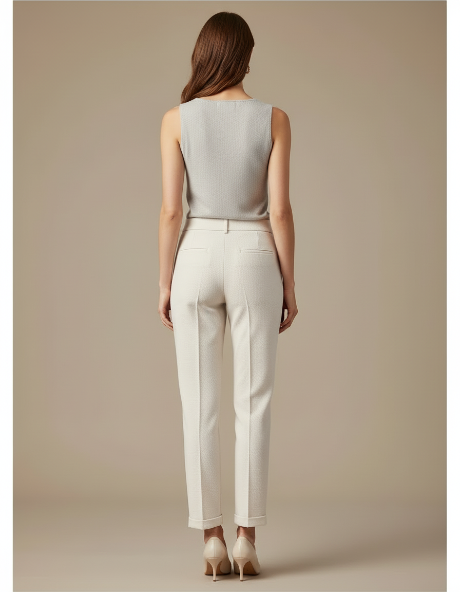 Pantalon Chic Blanc - Beige Maille - vue 2
