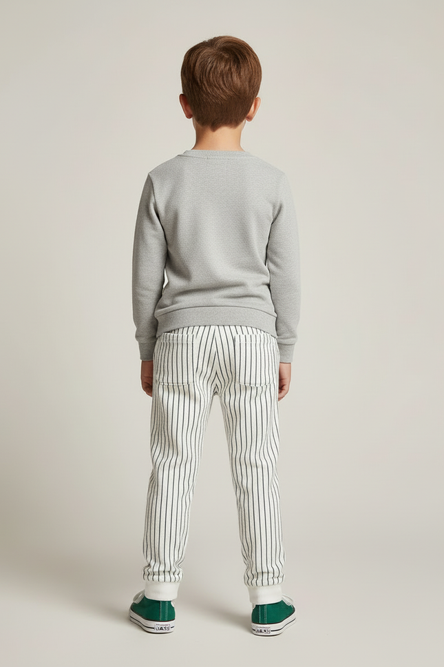 Pantalon Rayé Blanc - Molleton - vue 2