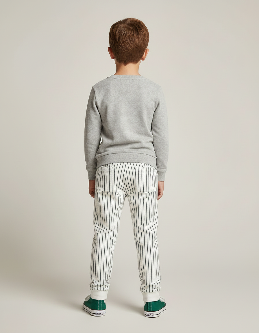 Pantalon Rayé Blanc - Molleton - vue 2