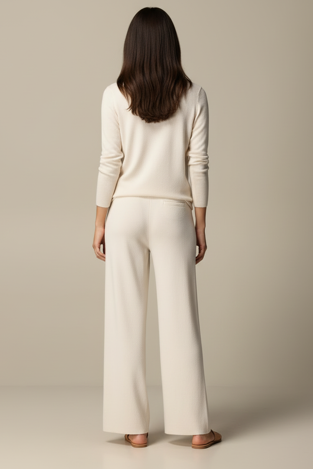 Pantalon Maille Blanc - Beige - vue 2