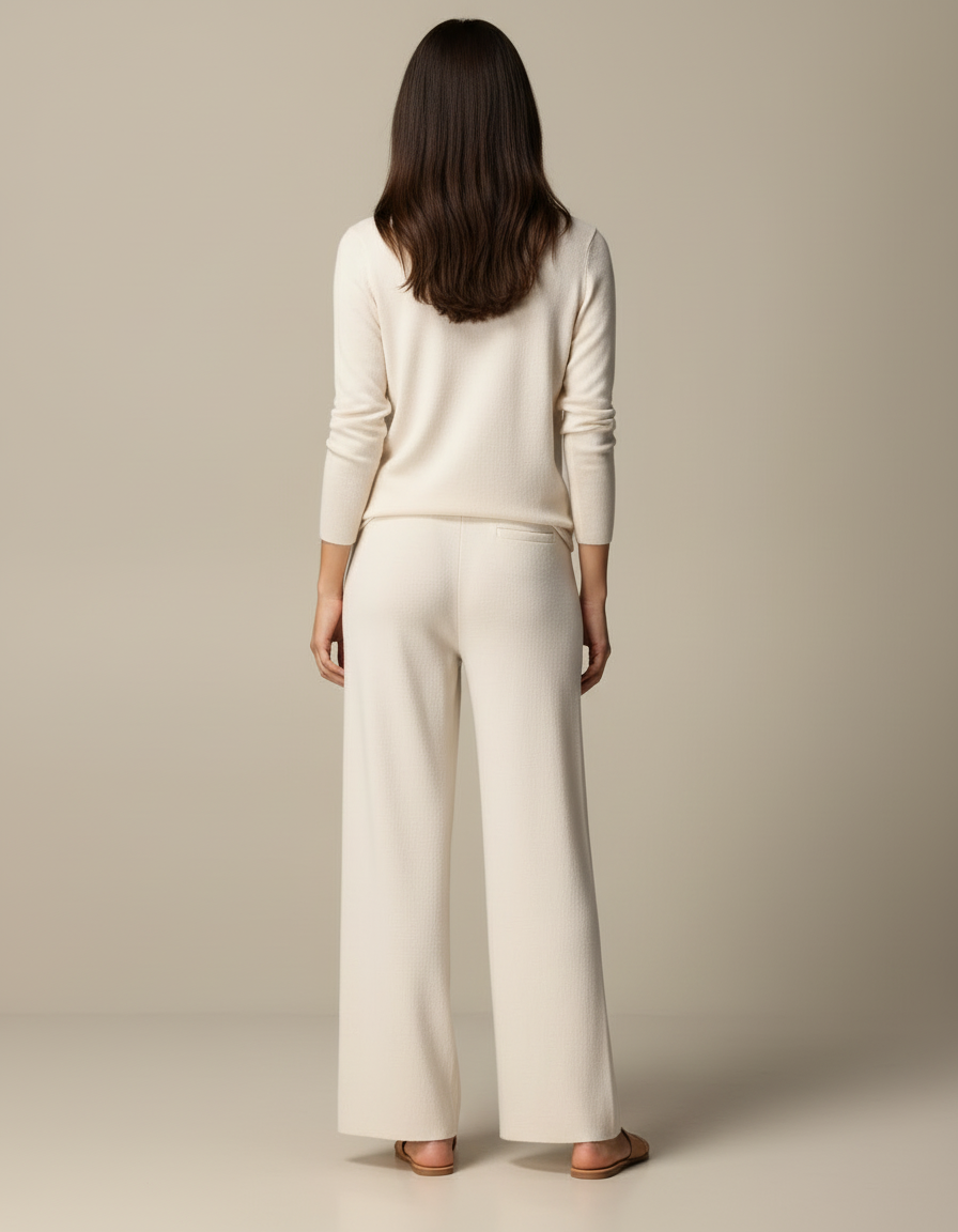 Pantalon Maille Blanc - Beige - vue 2