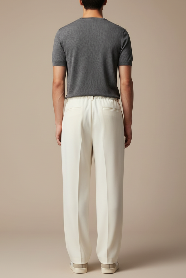 Pantalon Blanc Ample Décontracté Homme Cordon - Gabardine - vue 2