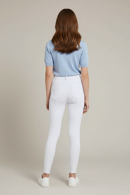 Pantalon Blanc Équestre Fille Slim Silicone - Polyester - vue 2