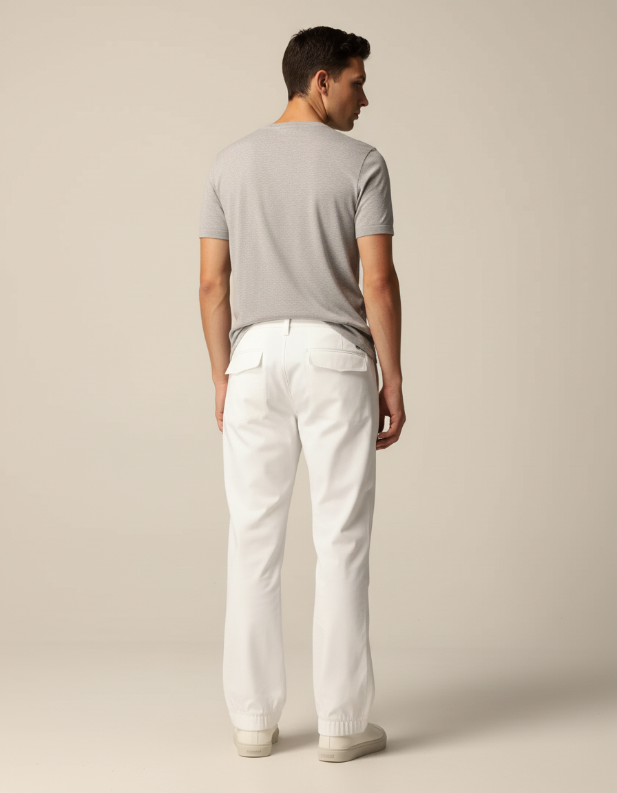 Pantalon Blanc Cargo Décontracté Homme Coton - vue 2