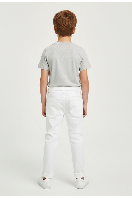 Pantalon Blanc Jean Garçon Déchiré Décontracté - vue 2